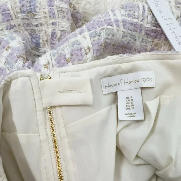 NWT House of Harlow 1960 Tweed Crop Top and Mini Skirt Set - Picture 8 of 12